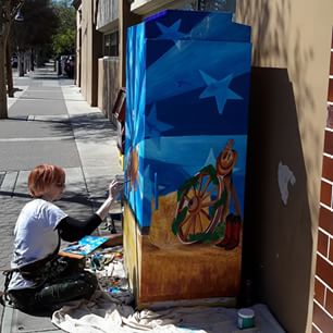 Hollister Utility Box Project,  Designed by Joel Esqueda  Painted by John Elliott  Hollister, CA   2015