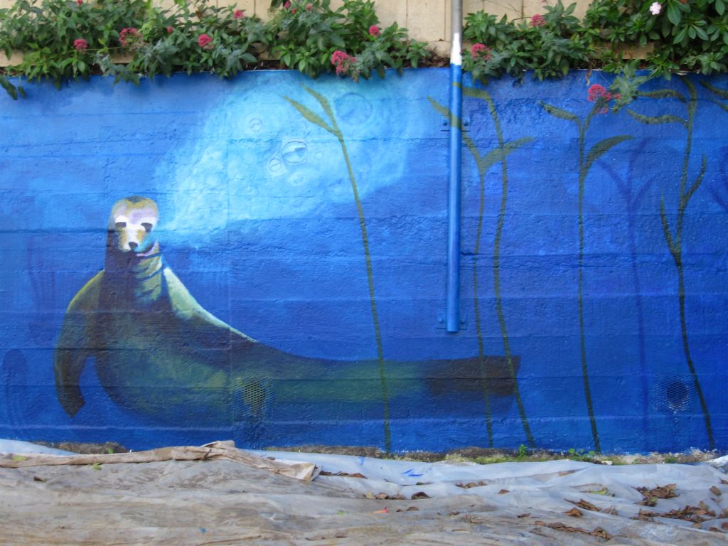 Undersea mural,  Designed and Painted by John Elliott with elementary school students from Harvey Milk Civil Rights Academy San Francisco, CA. 8’ X 60’   2012